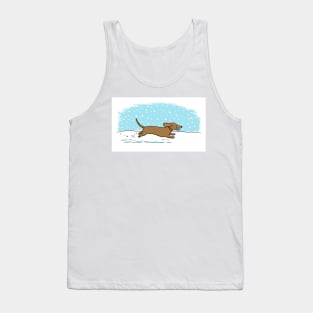 Cute Dachshund Snow Holiday | Winter Wiener Dog Tank Top